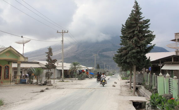 Village covered in ash